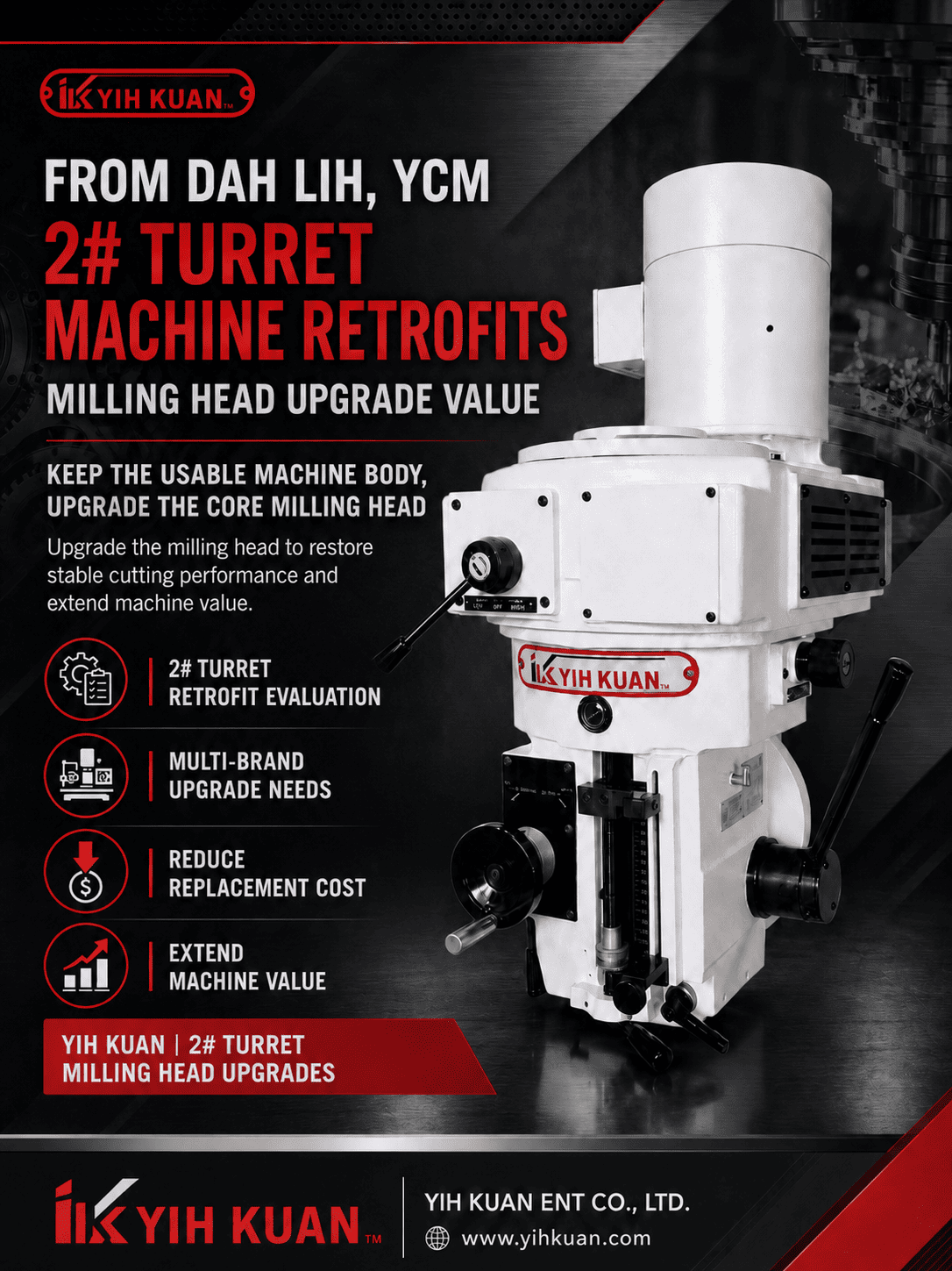 من DAH LIH و YCM 2# تحديثات آلات البرج: قيمة ترقيات رأس التفريز